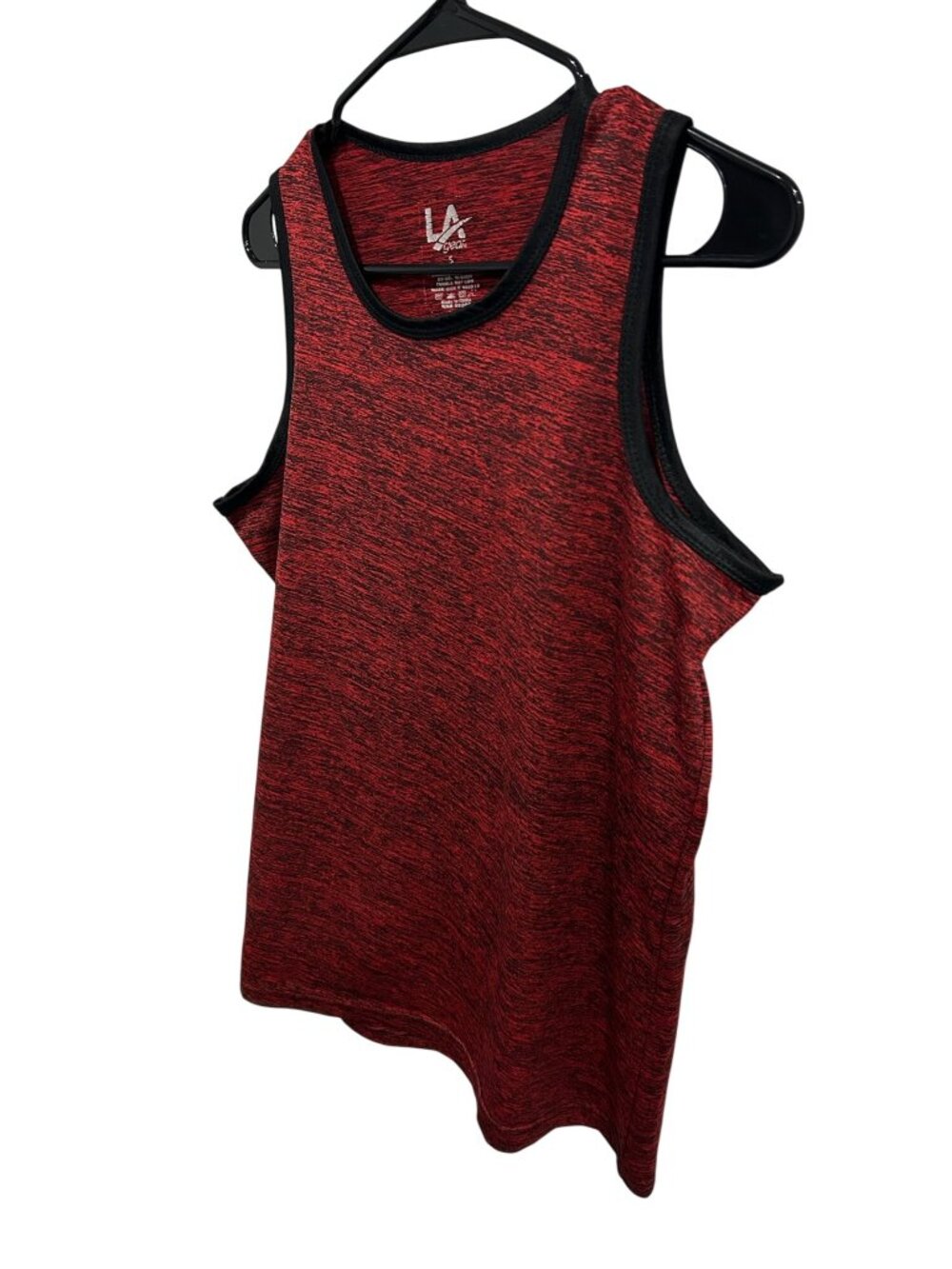 LA Gear Womens Red Black Heathered Crew Neck Tank Top Size Small Sporty Retro